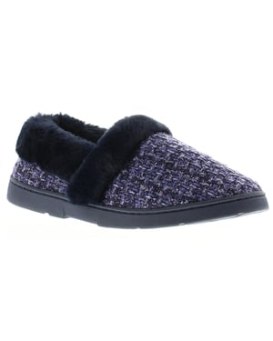 Strollers Womens Slippers Avon Slip On Fluffy Faux Fur Navy