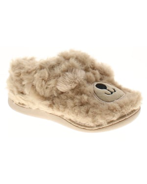 Chatterbox Girls Full Slippers Soft Teddy beige