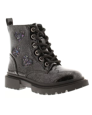Princess Stardust Girls Boots Younger Ankle shimmer Zip Fasteningblack