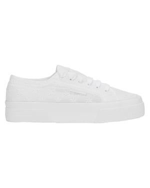 Superga Womens/Ladies 2740 Sangallo Flower Trainers (Total White)