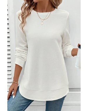 Layered Hem Waffle Knit Top