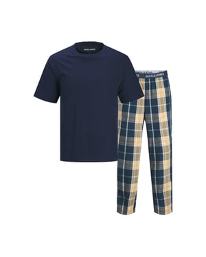 Jack & Jones Heren pyjamaset giftbox jacluca geruit donkerblauw/oranje