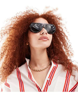 AIRE X ASOS – Mörka, tortillafärgade pilotsolglasögon med gröna linser