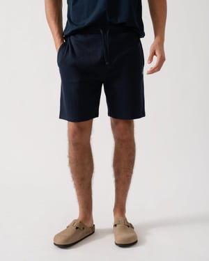 with Embroidered Logo Pyjama Shorts in Dark Blue