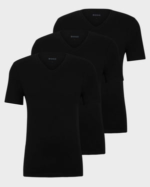V-Neck T-Shirts in Black (3 Pack)