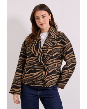 Zebra Printed Boxy Short Coat