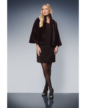 Petite Cropped Faux Fur Cape