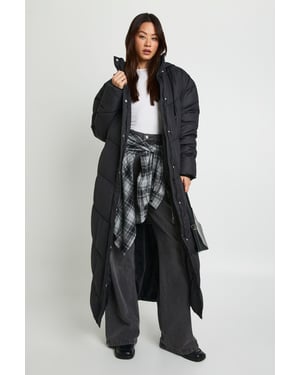 Tall Hooded Quilt Detail Maxi Puffer