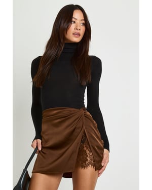 Tall Lace Insert Satin Mini Skirt