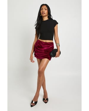 Velvet Ruched Mini Skirt