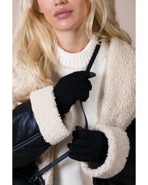 Basic Touch Screen Knitted Gloves In Black