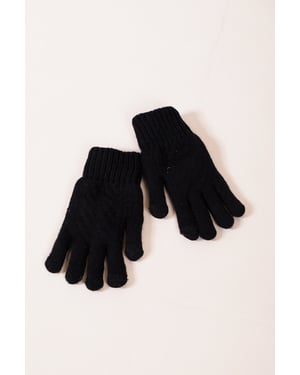 Touch Screen Cable Knit Gloves In Black