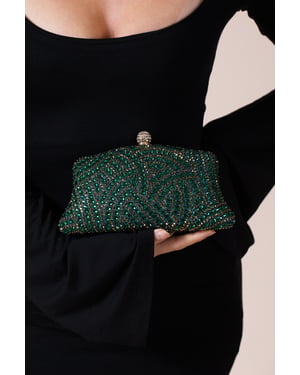 Embellished Clutch Bag In Green