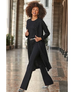 Black Embellished Longline Cardigan