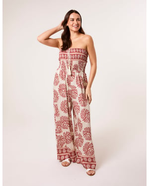 Strapless Elasticated Printed Jumpsuit