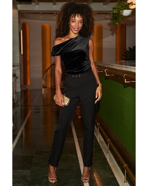 Black Belted Tapered Trousers