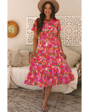Floral Print Midi Dress Relaxed Fit