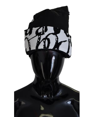 Abstract Print Beanie Zwartwit