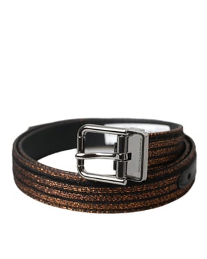 Metallic Leather Belt Brown