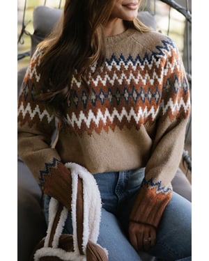 Fair Isle Pattern Knit Sweater