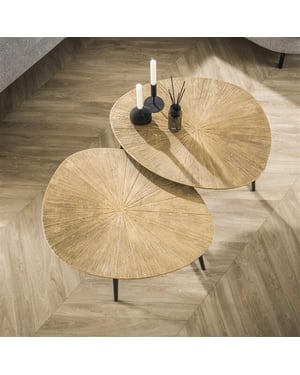 Hoyz salontafel set-2 organisch ray brons/goud metaal