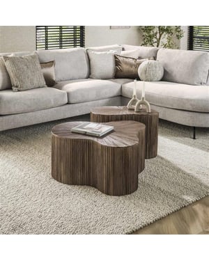 Hoyz salontafel shamrock maya teak teak rust brown set van 2