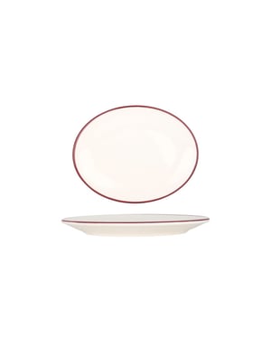Bonna Serveerschaal linea burgundy porselein 25 cm set van 2