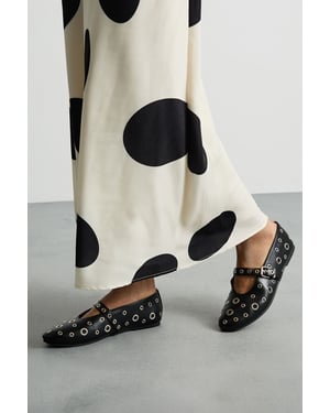 Faith: Freya Faux Leather Eyelet Mary Jane Ballerinas