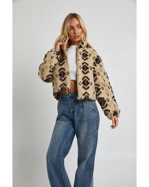 Aztec Teddy Zip Bomber Jacket