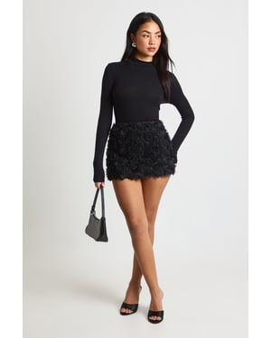 Petite Crepe Rose Mini Skirt
