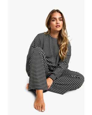 Petite Loungewear Stripe Long Sleeve Top & Trousers Pyjama Set