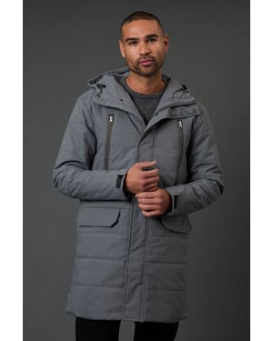 Grey Quilted Long Coat
