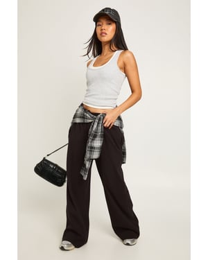 Petite Rib Wide Leg Trouser