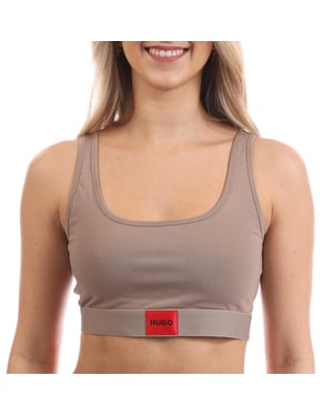 Dames Hugo Red Logo Label Bralette in Bruin
