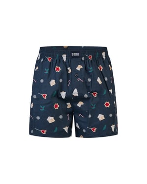 Happy Shorts Wijde kerst boxershort heren x-mas cookies blauw