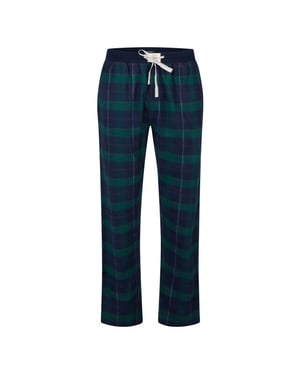 Happy Shorts Heren pyjama broek lang donkerblauw/groen geruit flanel