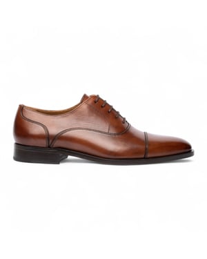 Chapman & Moore Herr Bruna Enfärgade Läder Brogue Oxfordskor med Cap Toe