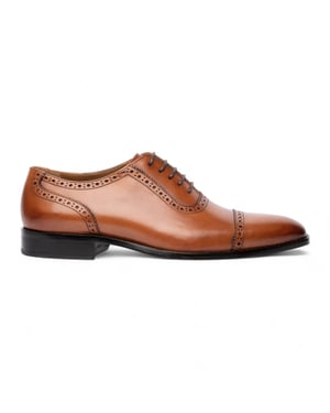 Chapman & Moore Herr Bruna Läder Semi-Brogue Oxfordskor med Cap Toe