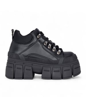Buffalo Dam Chunky Platform Svarta Gothic Ankelstövlar - Gospher Hike-Lo