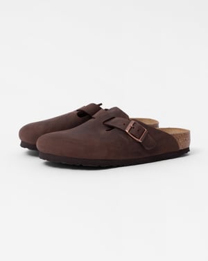 Boston Oiled Nubuck Leather Unisex Clogs - Habana Clogs in Dark Brown