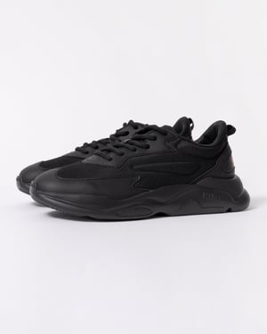 Leon Logo-counter trainers with canvas-effect fabric trainers in Black