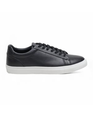 Antique Rogue Men’s Black Leather Trainer Sneaker Shoes - Gibbs
