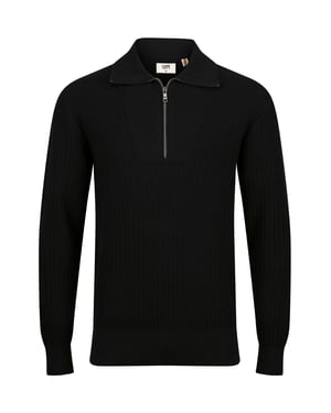 Luke 1977 Men's Lifton Quarter Zip Knitted Funnel in Black