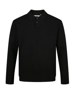 Luke 1977 Men's Kingsbridge Long Sleeve Knitted Polo in Black