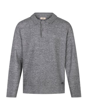 Luke 1977 Men's Kingsbridge Long Sleeve Knitted Polo in Grey