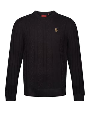 Luke 1977 Men's Morden Crew Neck Knitted Jumper in Black