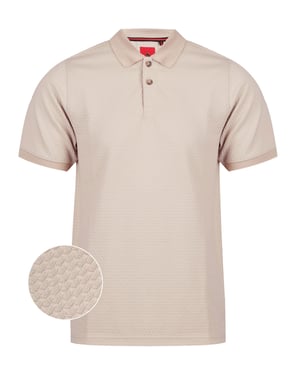 Luke 1977 Men's Izalco Waffle Jacquard Textured Polo in Beige