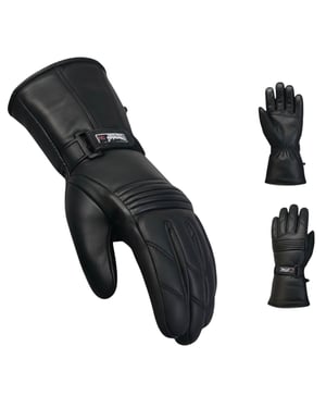Men's Thermal Motorbike Padded Black Leather Gloves Waterproof Winter Summer Biker Protection