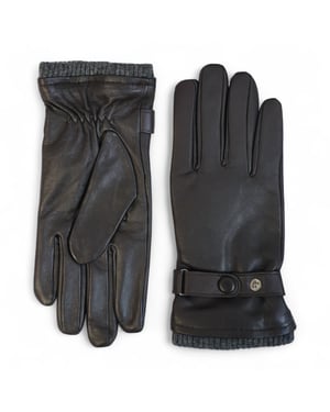 Herenhandschoenen van bruin Italiaans leer met warme wollen voering voor winterfietsen en casual rijden