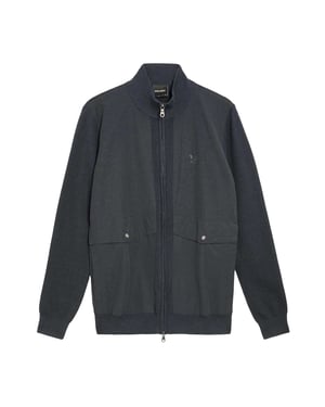 Lyle & Scott Herr Milano Stickad Hybridjacka (Blå)